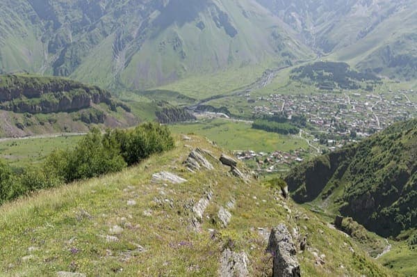 Gergeti Trinity Church below Mount Kazbek at Stepantsminda